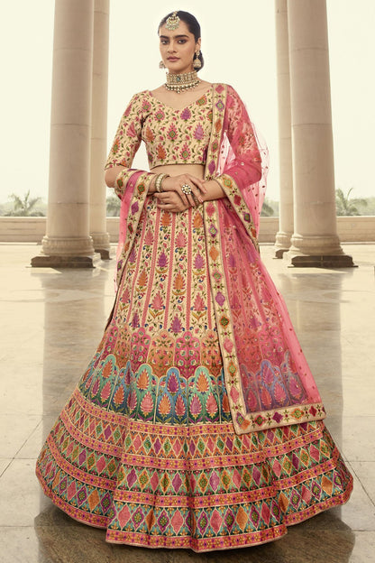 Beige Colour Art Silk Embroidery Lehenga Choli