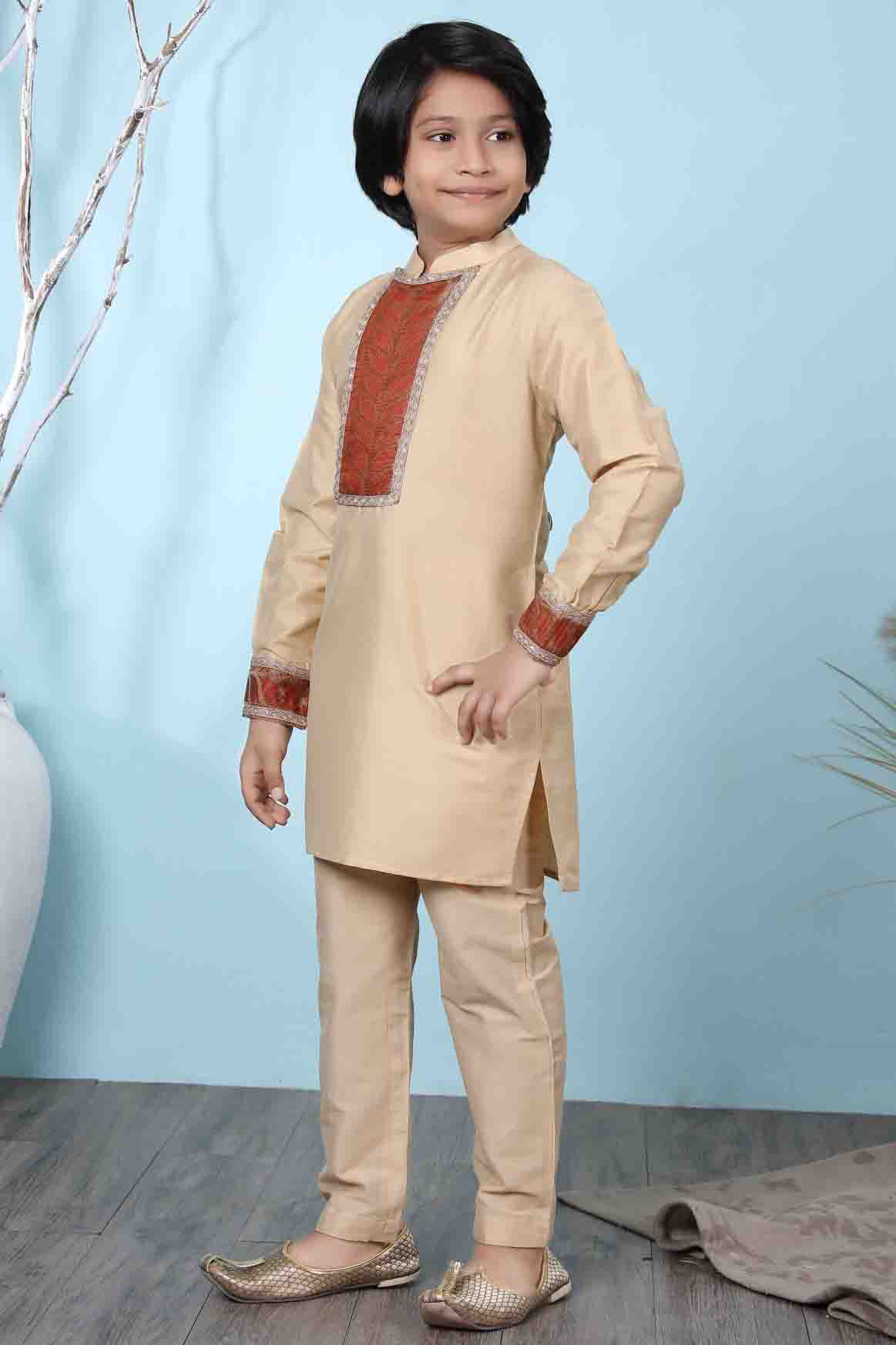 Beige Colour Cotton Silk Kurta Pajama VSBW1070066