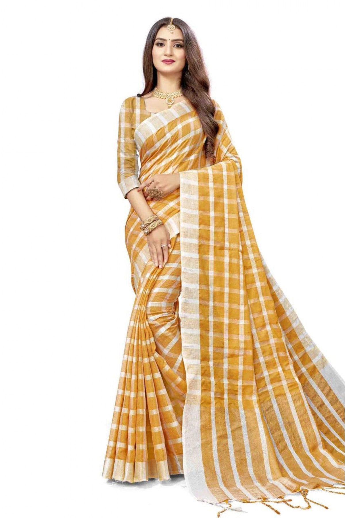 Beige Colour Cotton Silk Printed Saree