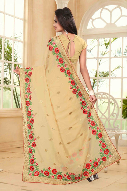 Beige Colour Georgette Party Wear Saree