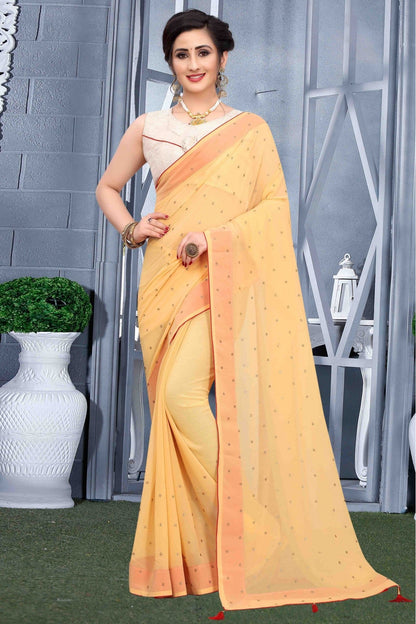 Beige Colour Georgette Party Wear Saree