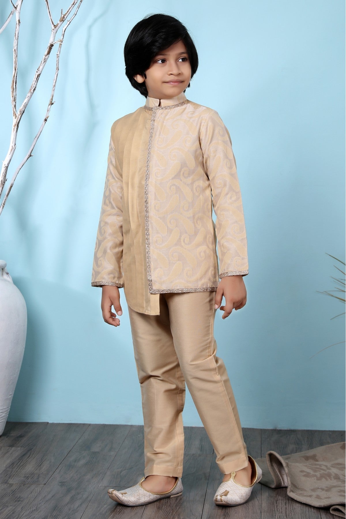 Beige Colour Handloom Silk Kurta Pajama VSBW1070069