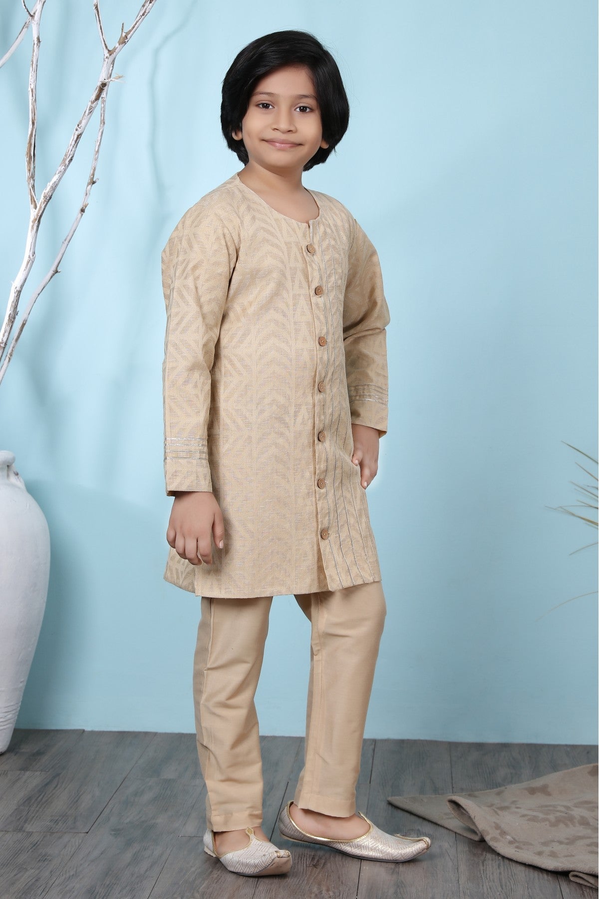 Beige Colour Handloom Silk Kurta Pajama VSBW1070071