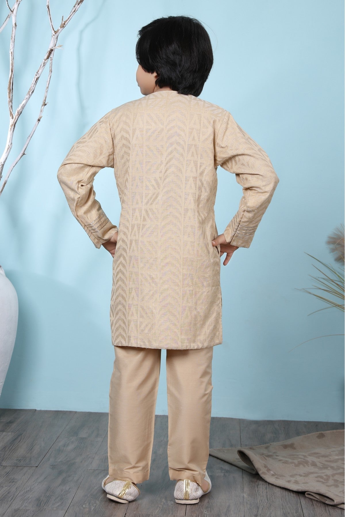 Beige Colour Handloom Silk Kurta Pajama VSBW1070071