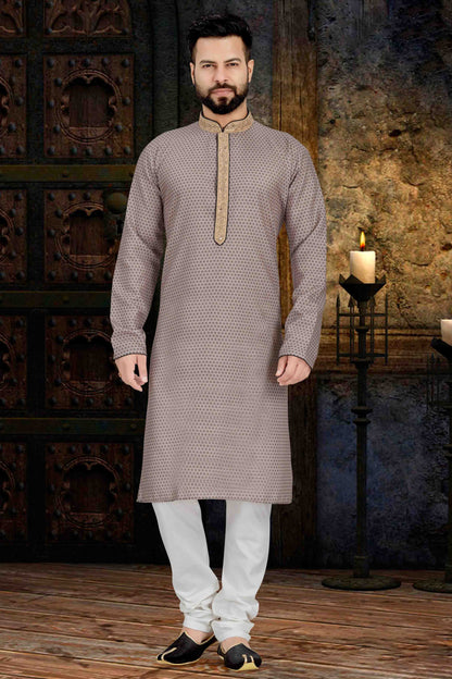 Beige Colour Kurta Pajama In Cotton VSKP1210113