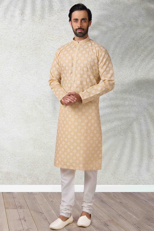 Beige Colour Kurta Pajama In Cotton VSKP1210119