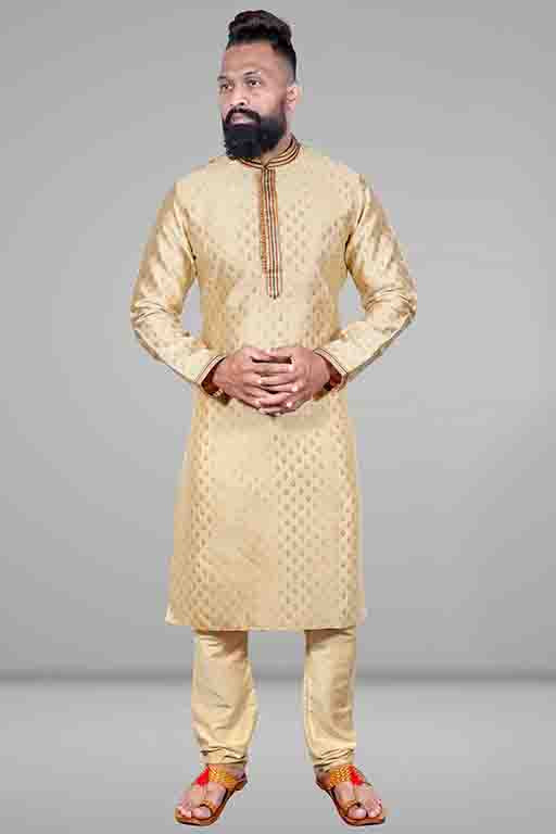 Beige Colour Kurta Pajama In Jacquard Silk VSKP1210044