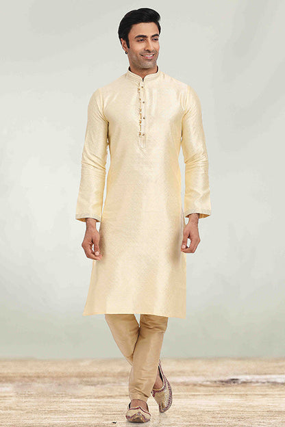 Beige Colour Kurta Pajama In Jacquard VSKP1210279