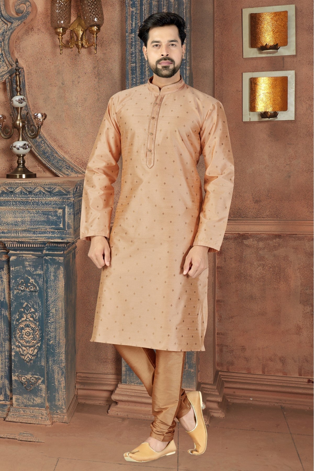 Beige Colour Kurta Pajama In Silk Fabric VSKP1040090