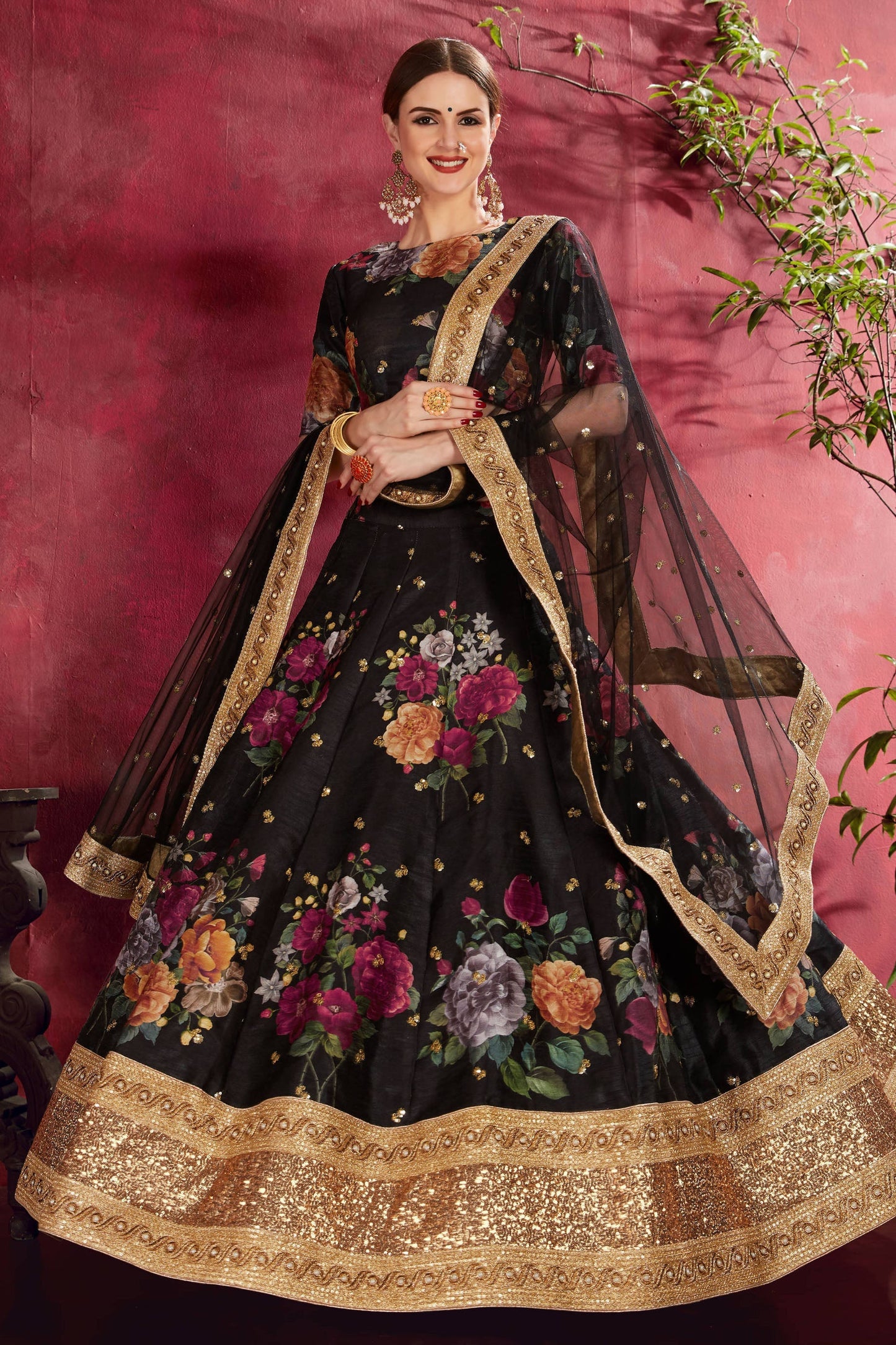 Black Banglori Silk Designer Lehenga Choli