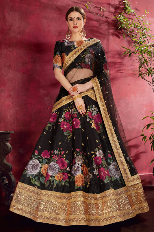 Black Banglori Silk Designer Lehenga Choli