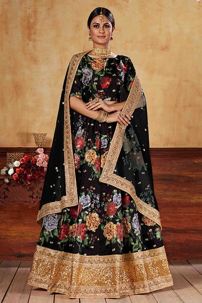 Black Colour Art Silk Designer Lehenga Choli