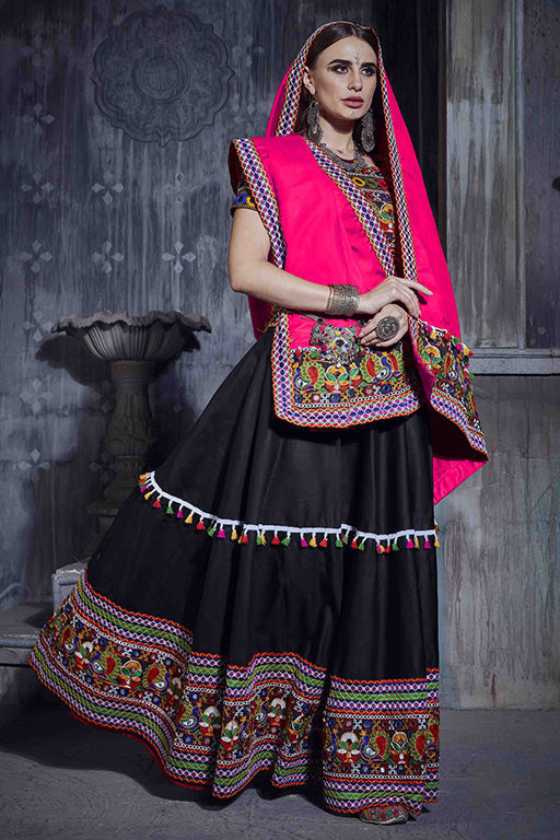 Black Colour Art Silk Navratri Lehenga Choli