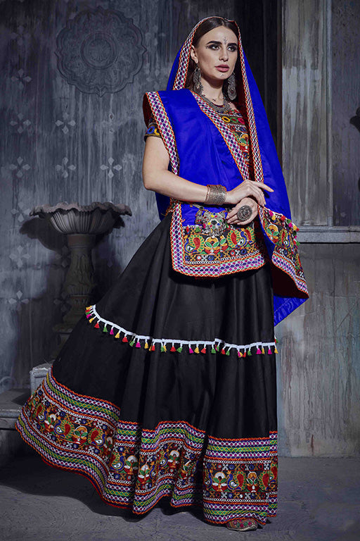 Black Colour Art Silk Navratri Lehenga Choli