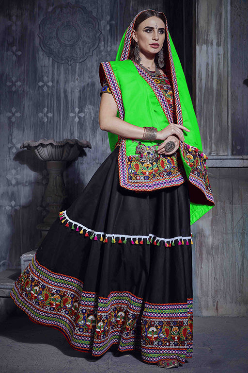 Black Colour Art Silk Navratri Lehenga Choli