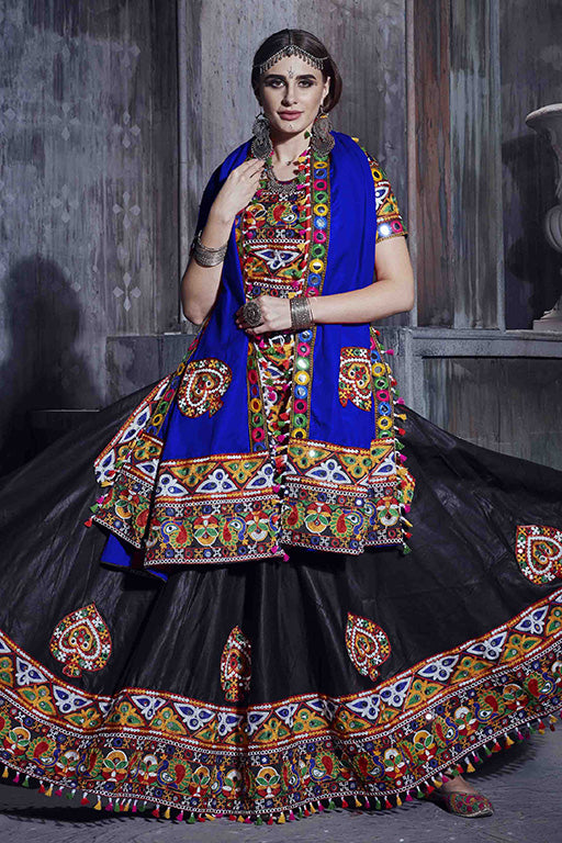 Black Colour Art Silk Navratri Lehenga Choli