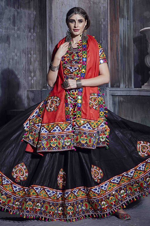 Black Colour Art Silk Navratri Lehenga Choli