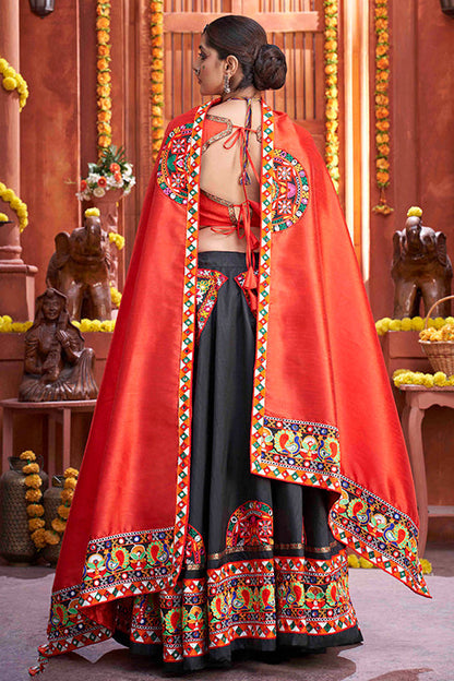 Black Colour Art Silk Navratri Lehenga Choli