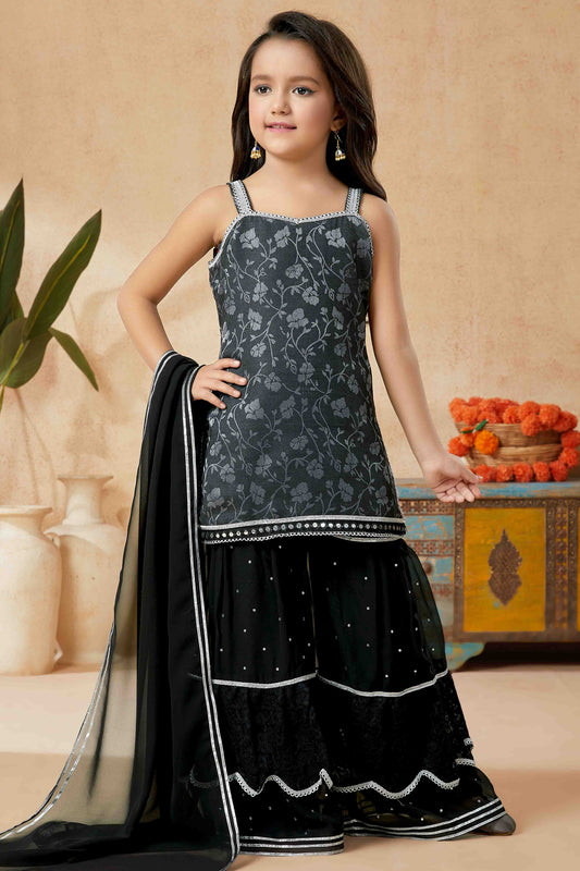 Black Colour Art Silk Sharara Suit VSGW1070736