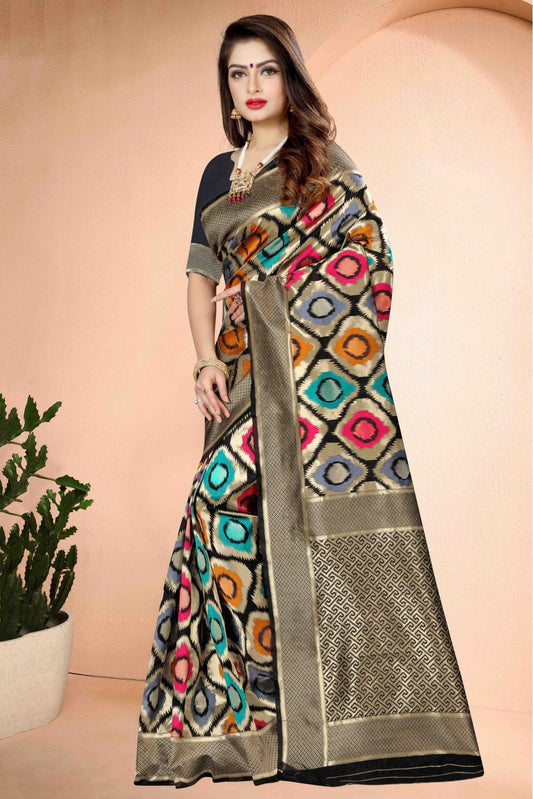 Black Colour Banarasi Art Silk Traditional Saree