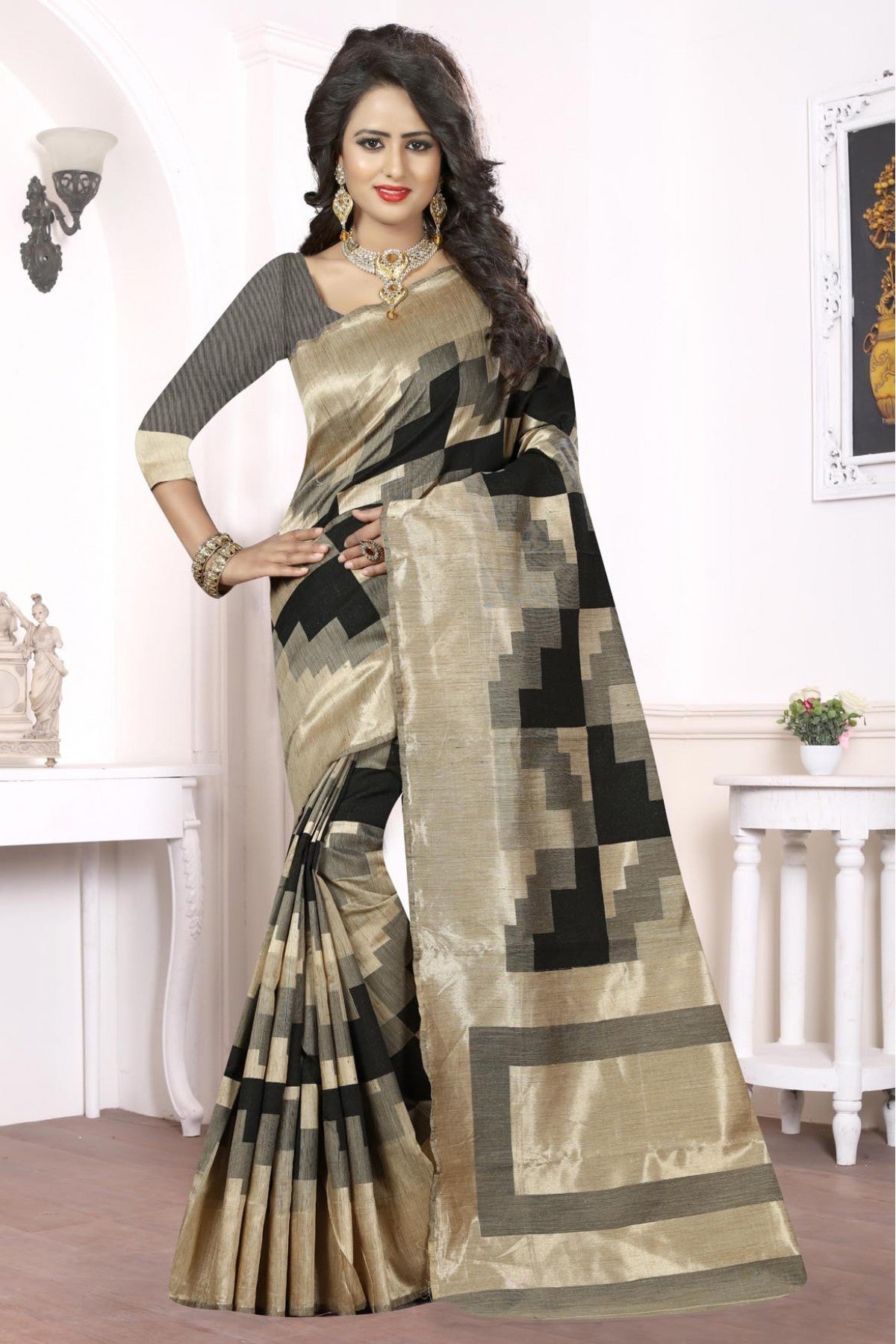 Black Colour Banarasi Art Silk Woven Saree