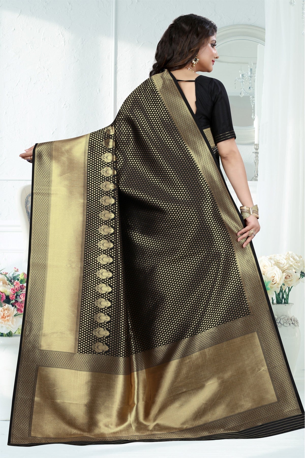 Black Colour Banarasi Art Silk Woven Saree