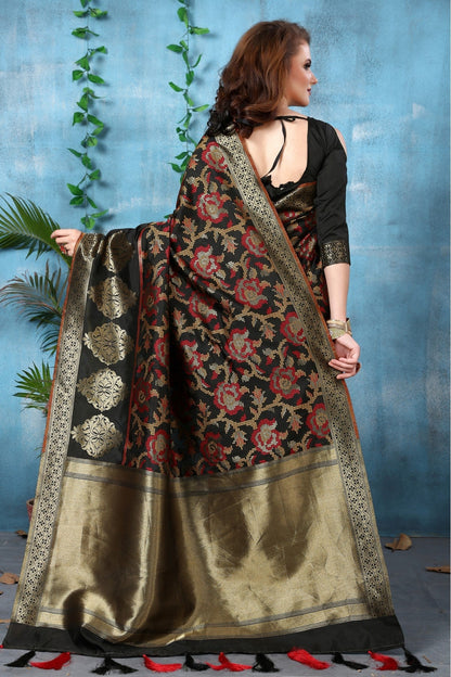 Black Colour Banarasi Art Silk Woven Saree