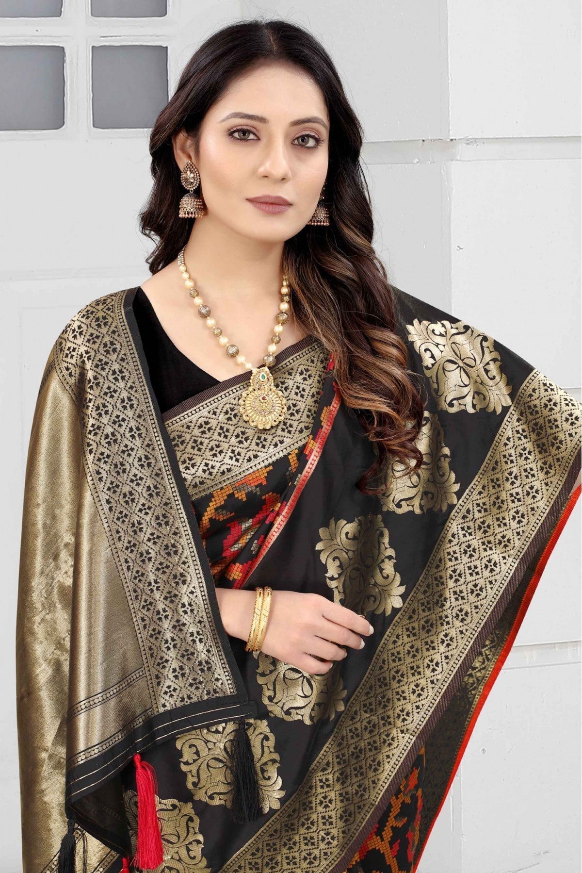 Black Colour Banarasi Art Silk Woven Saree