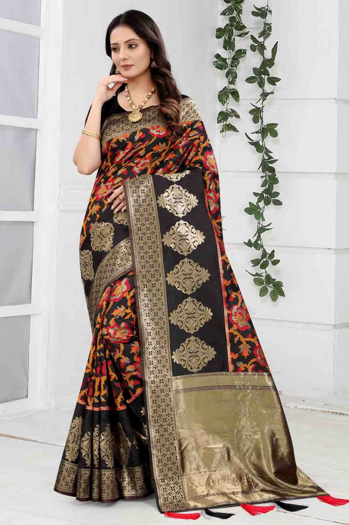 Black Colour Banarasi Art Silk Woven Saree