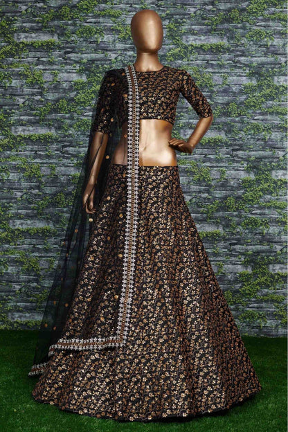 Black Colour Banglori Silk Lehenga Choli