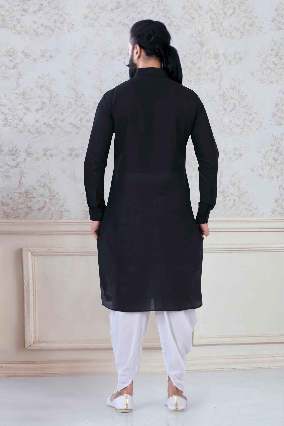 Black Colour Cotton Festival Wear Dhoti Kurta VSKP1130062