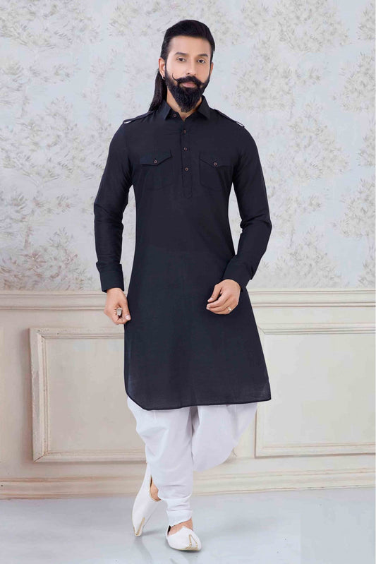 Black Colour Cotton Festival Wear Dhoti Kurta VSKP1130062