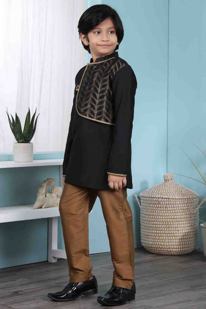 Black Colour Cotton Silk Kurta Pajama VSBW1070074