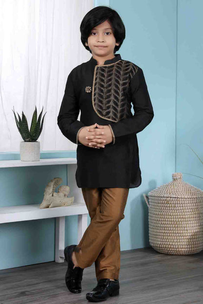 Black Colour Cotton Silk Kurta Pajama VSBW1070074