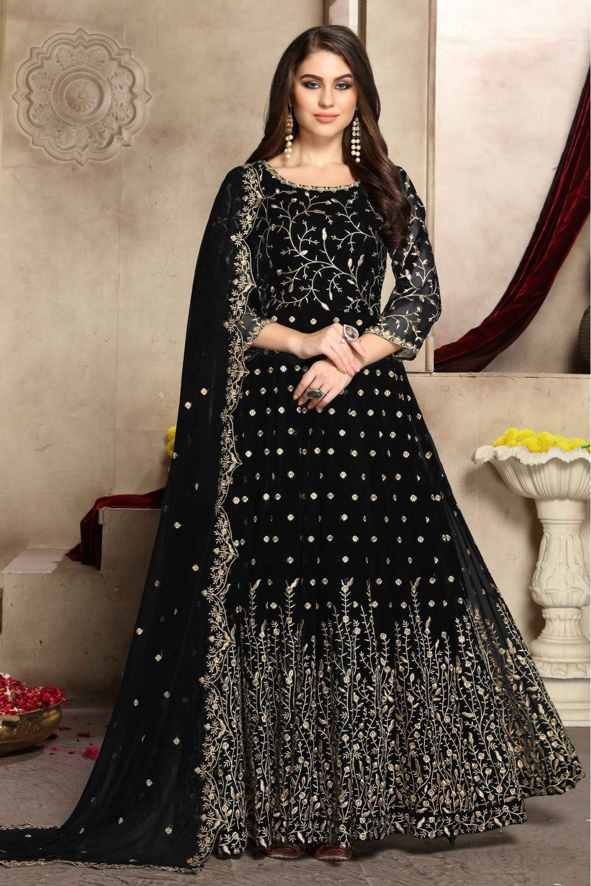 Black Colour Georgette Anarkali Suit