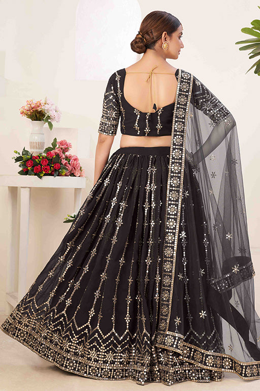 Black Colour Georgette Designer Lehenga Choli