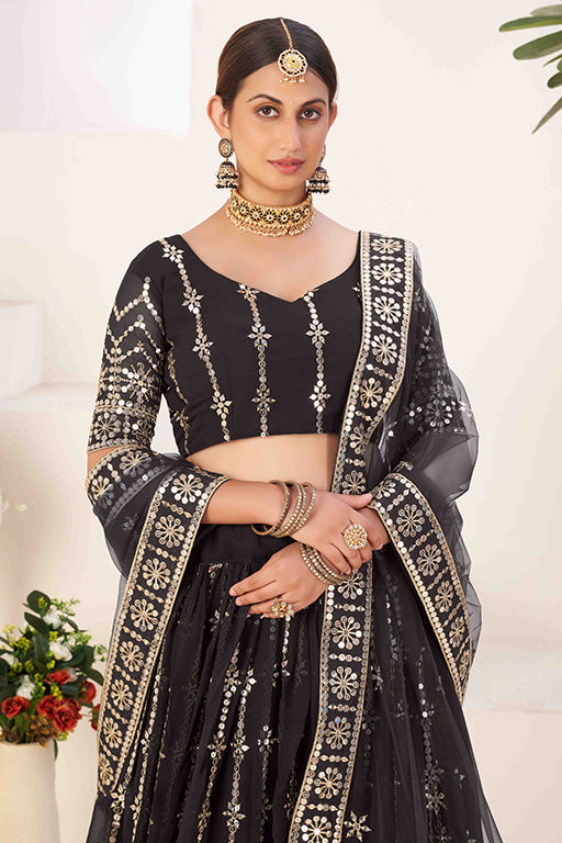 Black Colour Georgette Designer Lehenga Choli