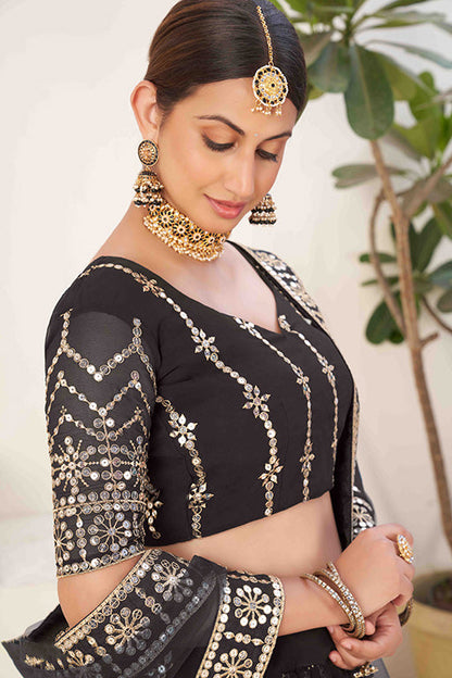 Black Colour Georgette Designer Lehenga Choli