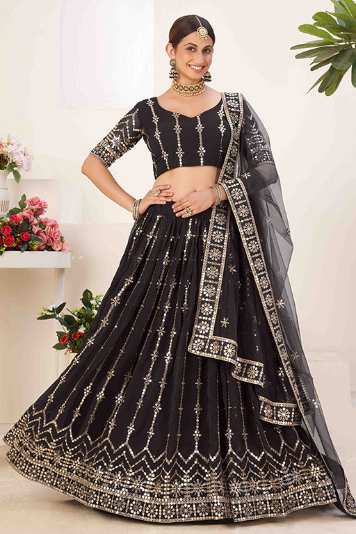 Black Colour Georgette Designer Lehenga Choli