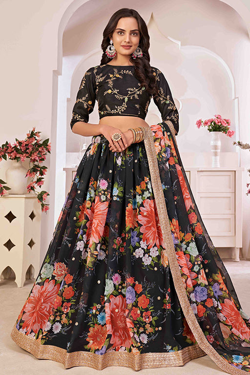 Black Colour Georgette Designer Lehenga Choli