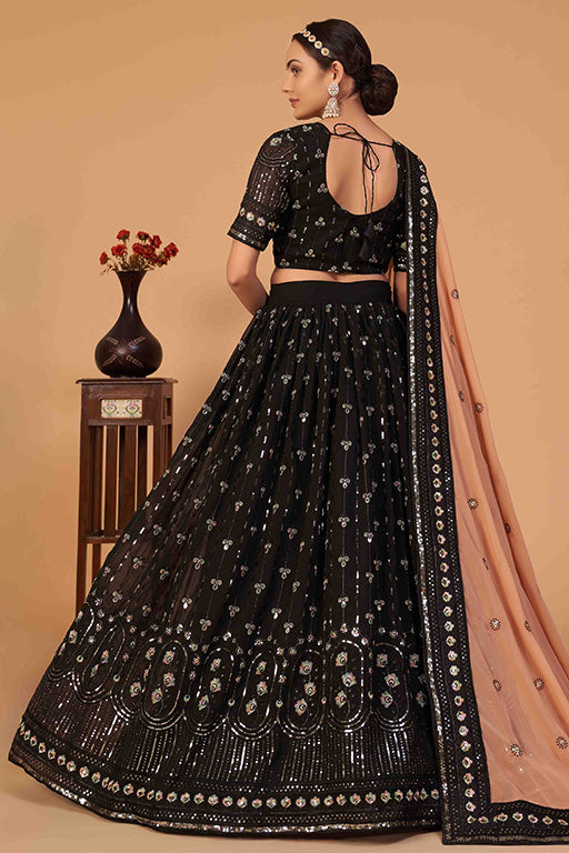 Black Colour Georgette Designer Lehenga Choli