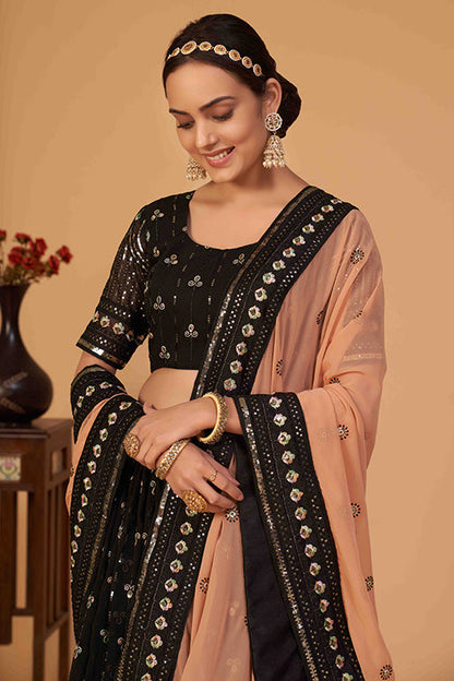 Black Colour Georgette Designer Lehenga Choli