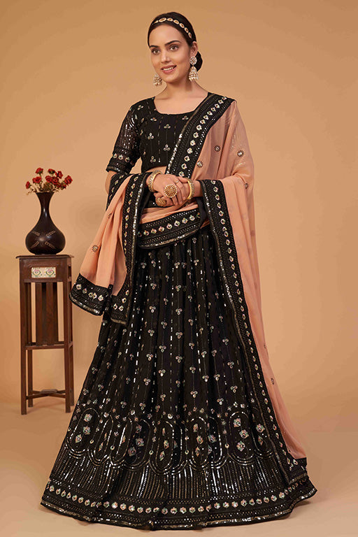 Black Colour Georgette Designer Lehenga Choli