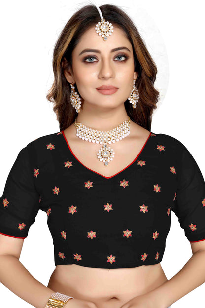 Black Colour Georgette Designer Saree