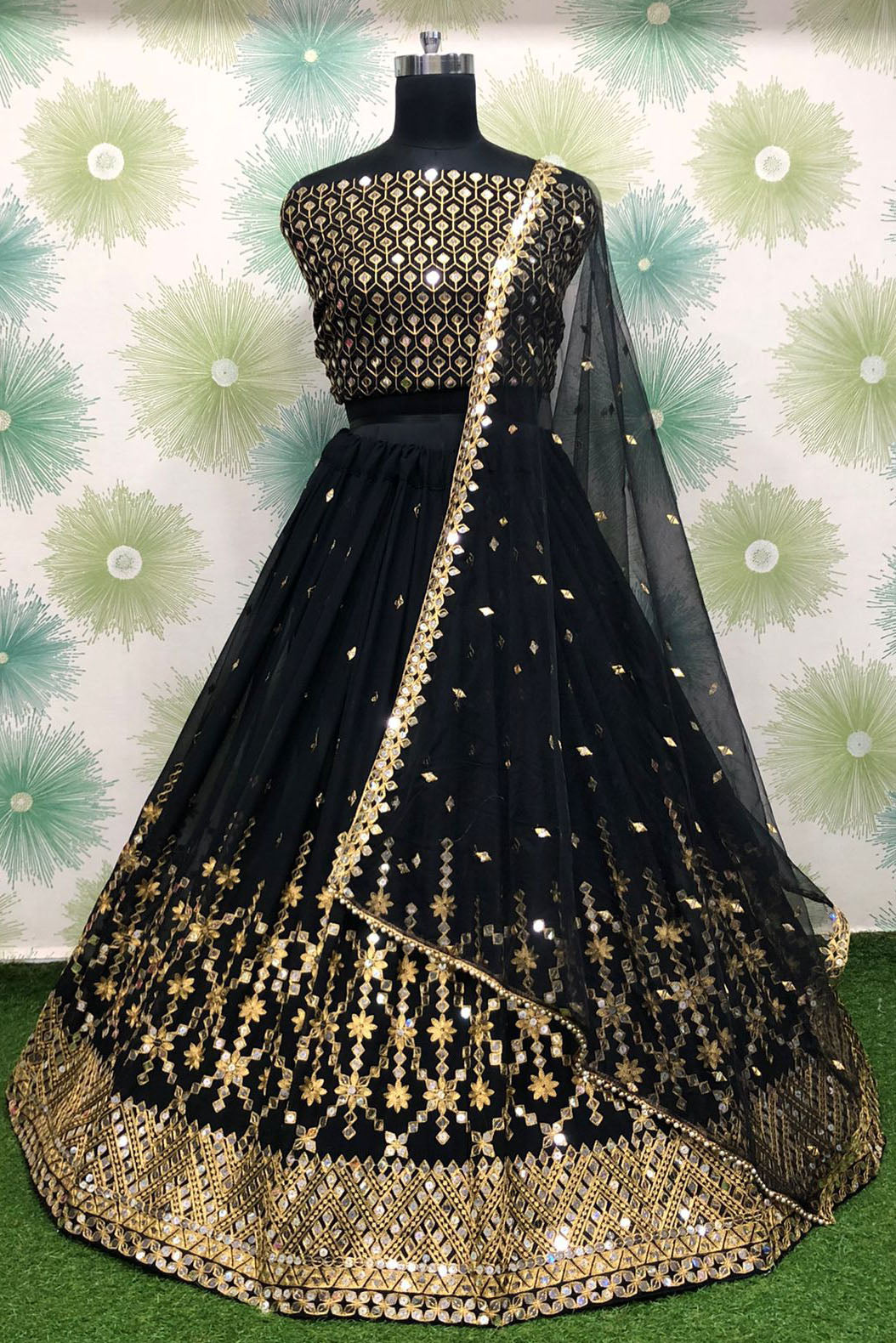 Black Colour Georgette Embroidery Lehenga Choli