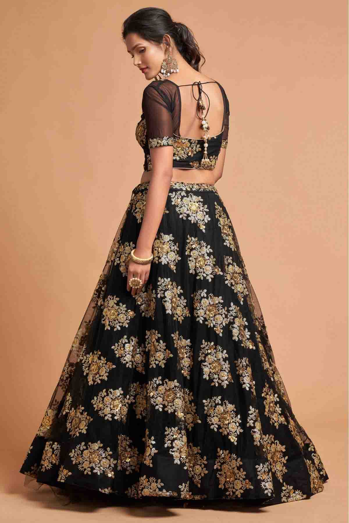 Black Colour Net Lehenga Choli