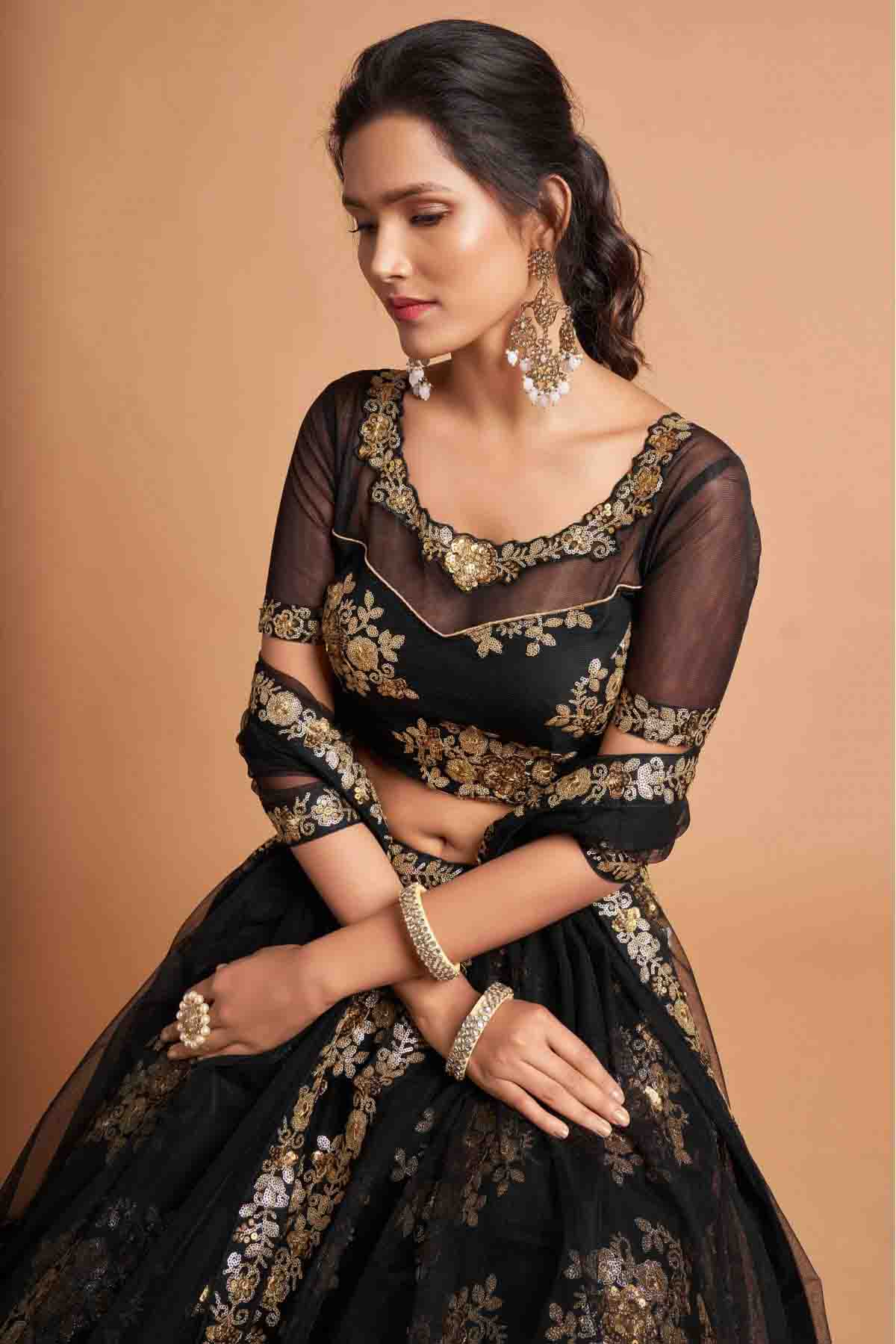 Black Colour Net Lehenga Choli