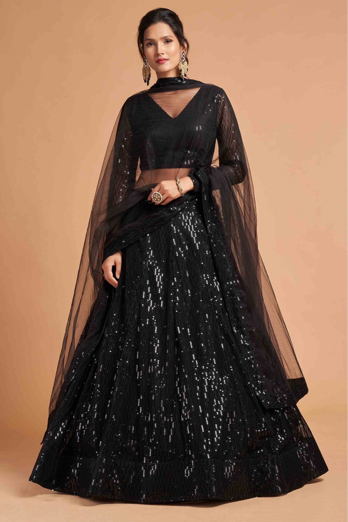 Black Colour Net Lehenga Choli