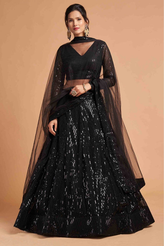 Black Colour Net Lehenga Choli