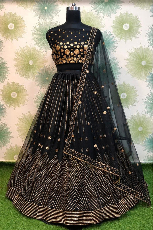 Black Colour Net Lehenga Choli